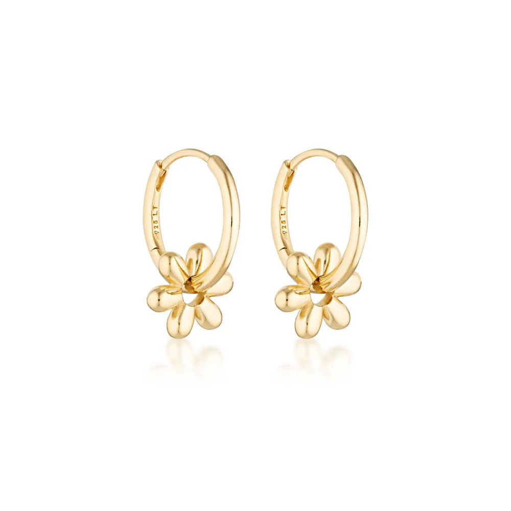 LINDA Daisy Huggie Hoop Earrings GOLD