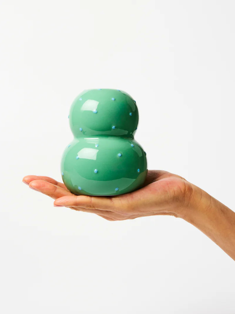 JONES & CO Fonda Vase GREEN BLUE DOT
