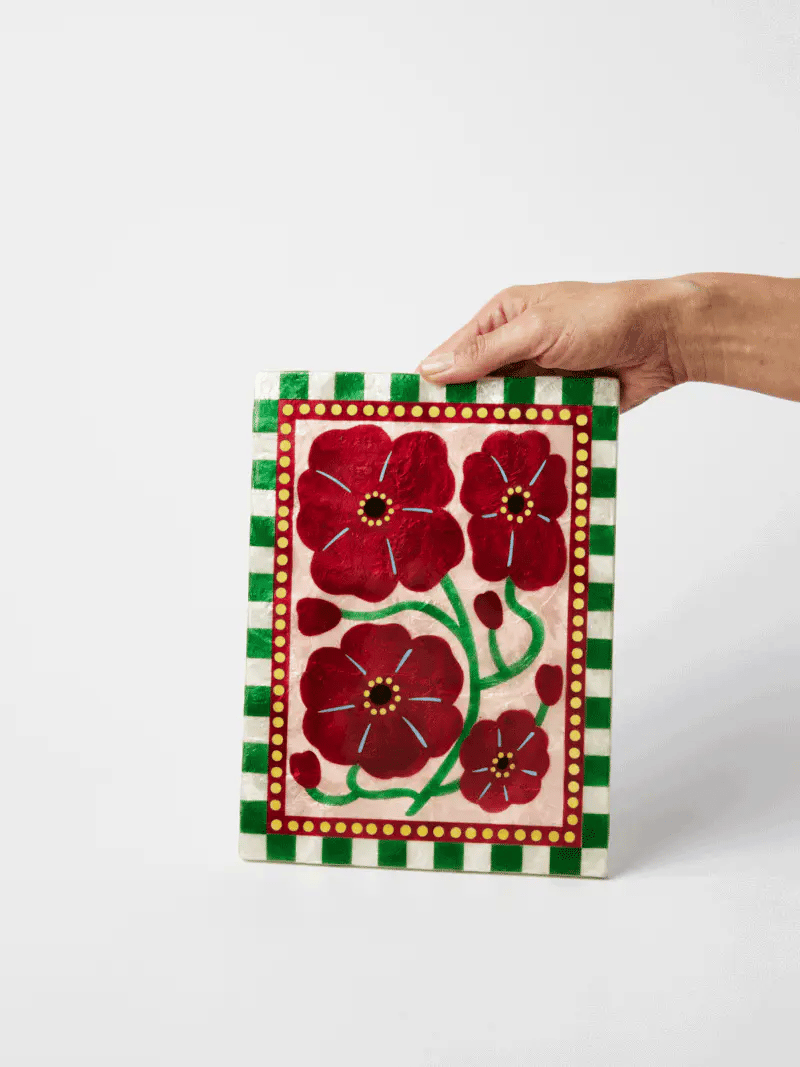 JONES & CO Bloom Nouveau Rectangle WINE PANSY