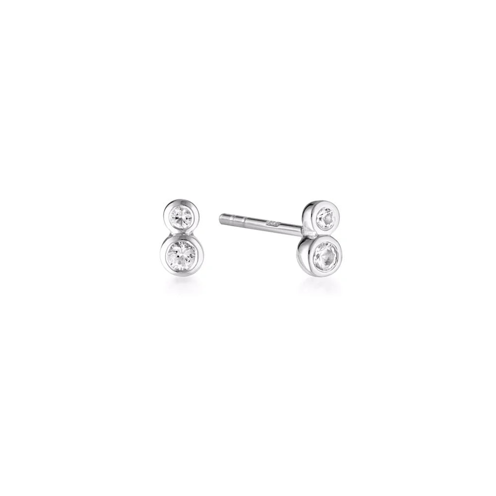 LINDA TAHIJA Duo Stud White Topaz SILVER