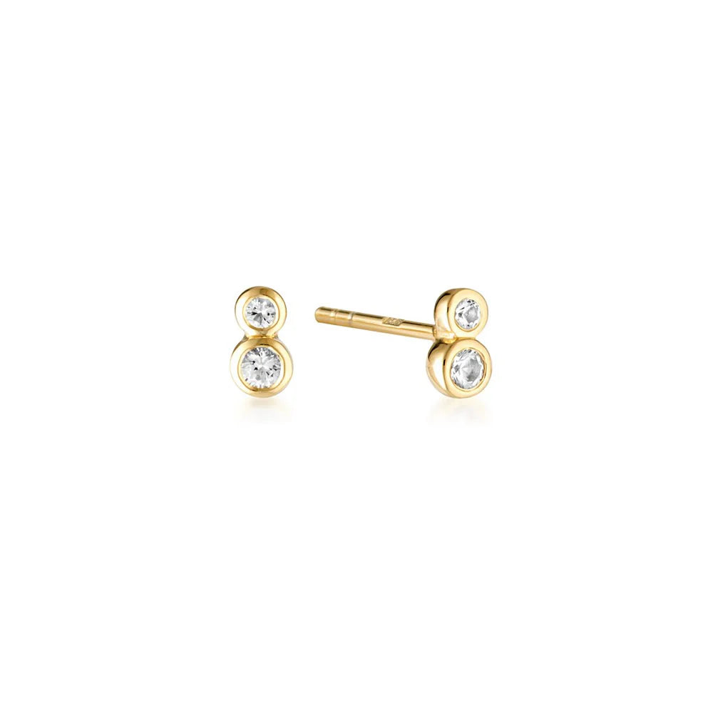 LINDA TAHIJA Duo Stud White Topaz GOLD