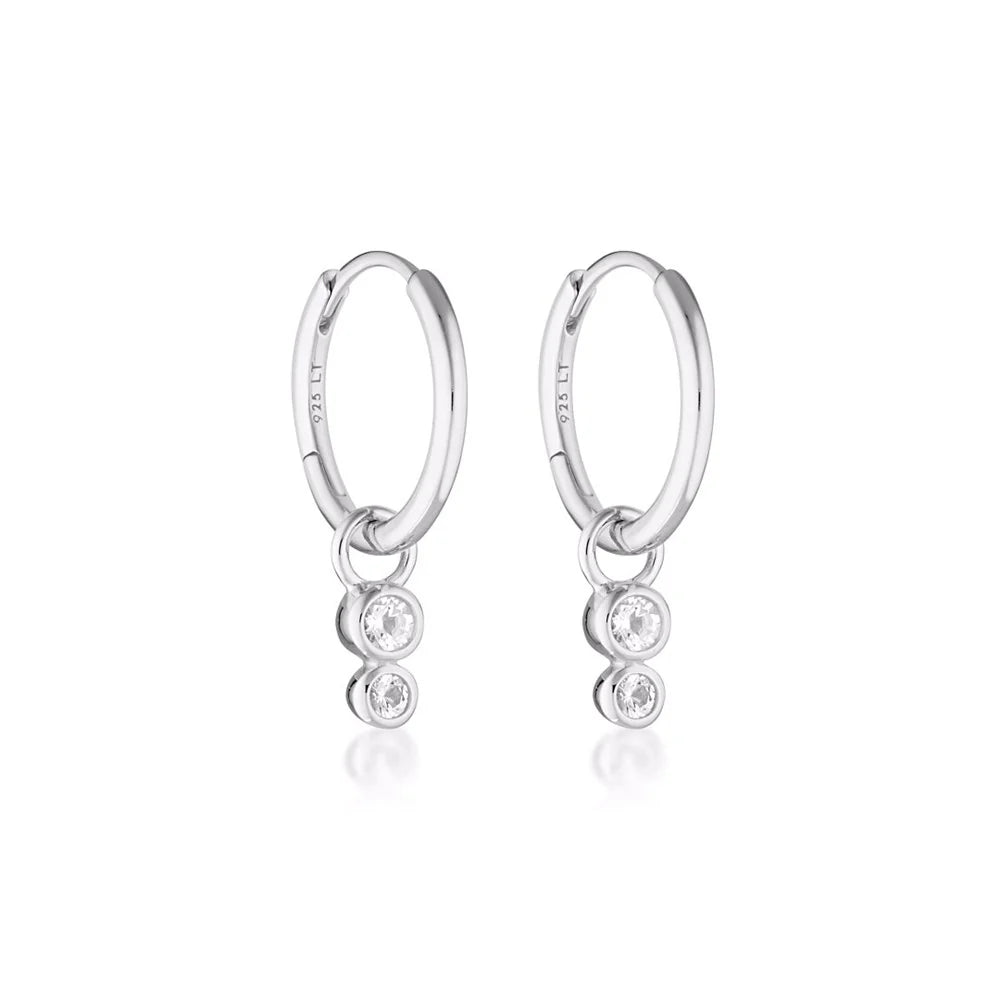 LINDA Duo Huggie Hoops White Topaz SILVER