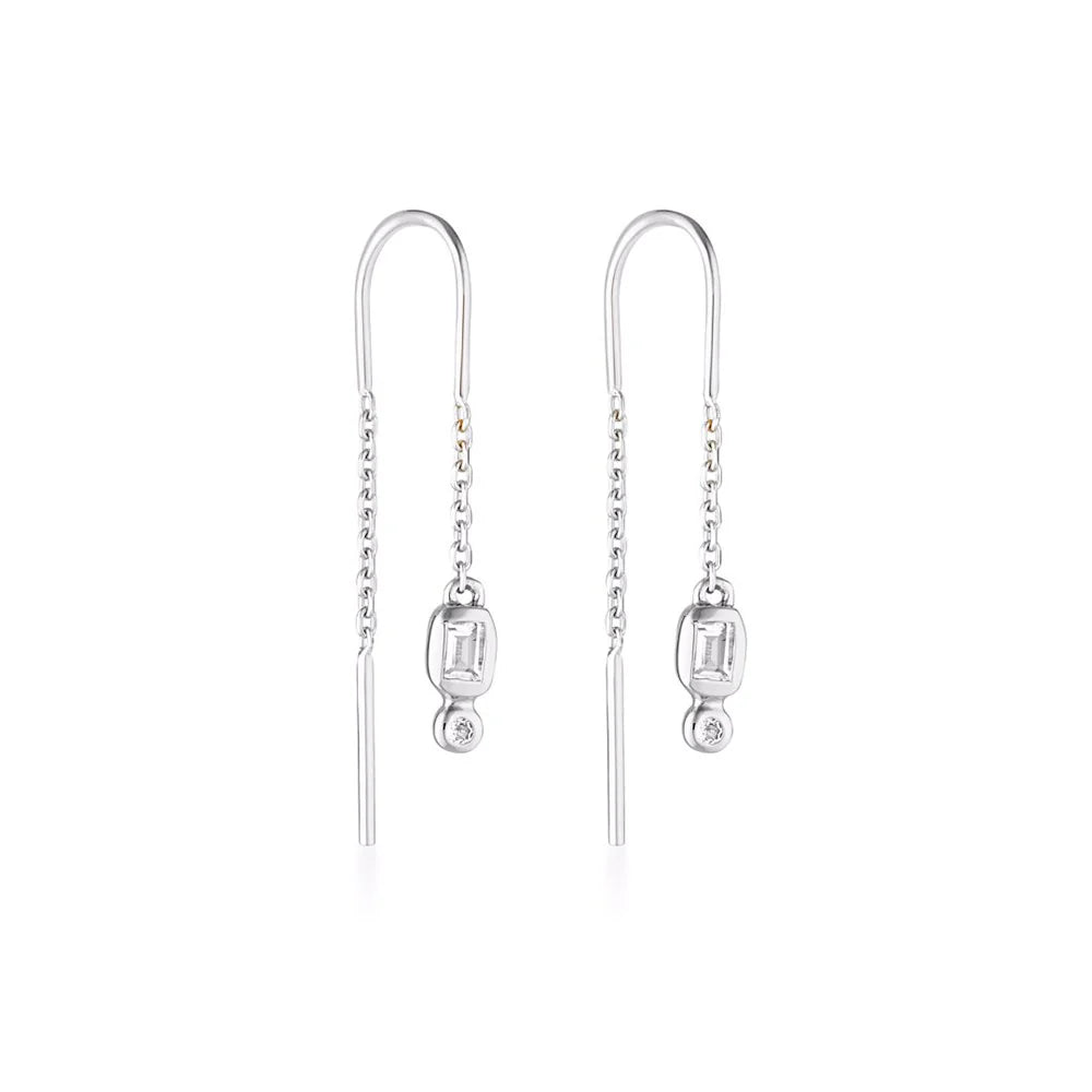 LT Form Thread Earrings White Topaz SILVER