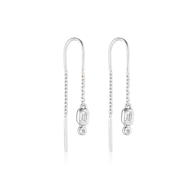 LINDA TAHIJA Form Thread Earrings White Topaz SILVER