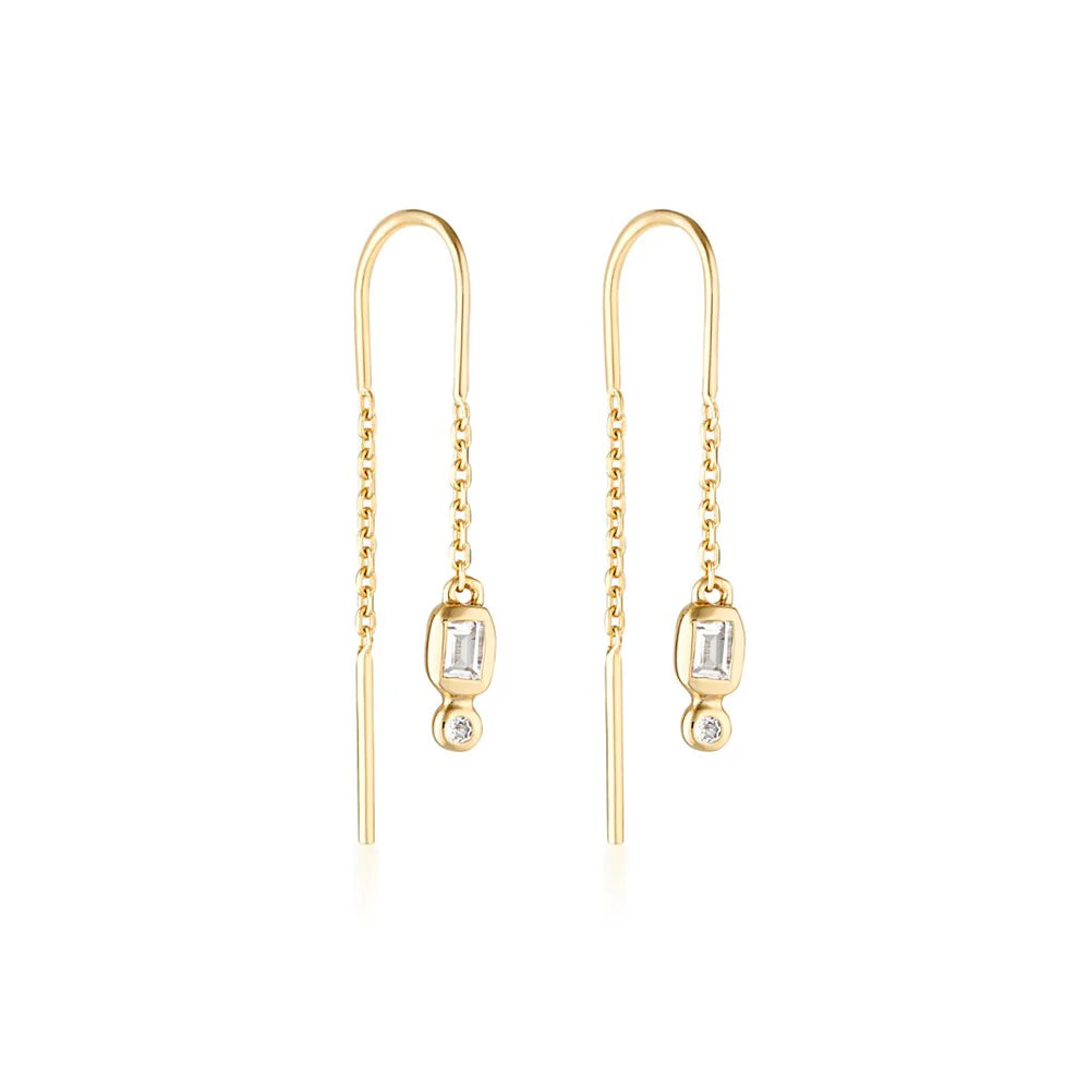 LT Form Thread Earrings White Topaz GOLD