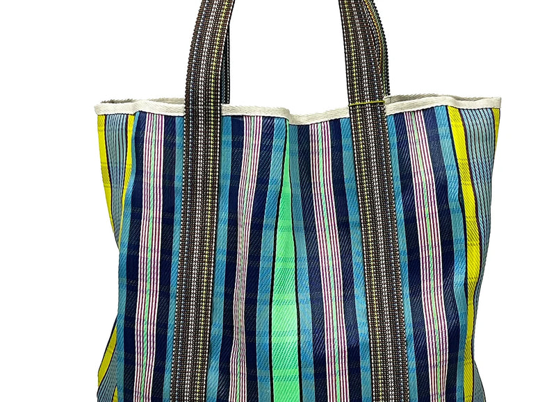 Shaped Market Bag BLUE GREEN MULTI