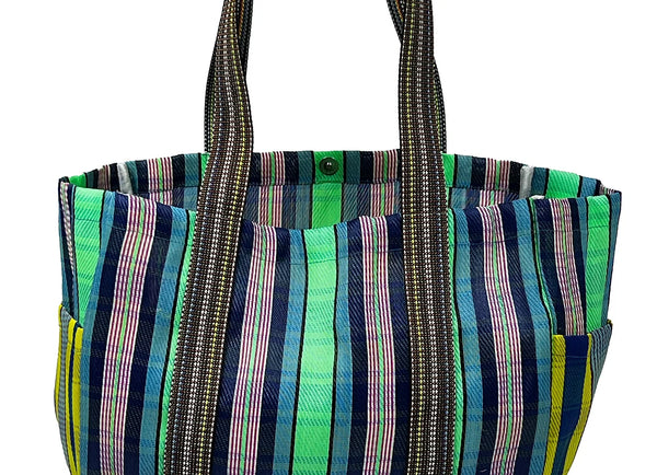 Pocket Market Bag BLUE GREEN MULTI