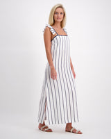 LUONI Tia Dress with Ribbon WHITE & NAVY