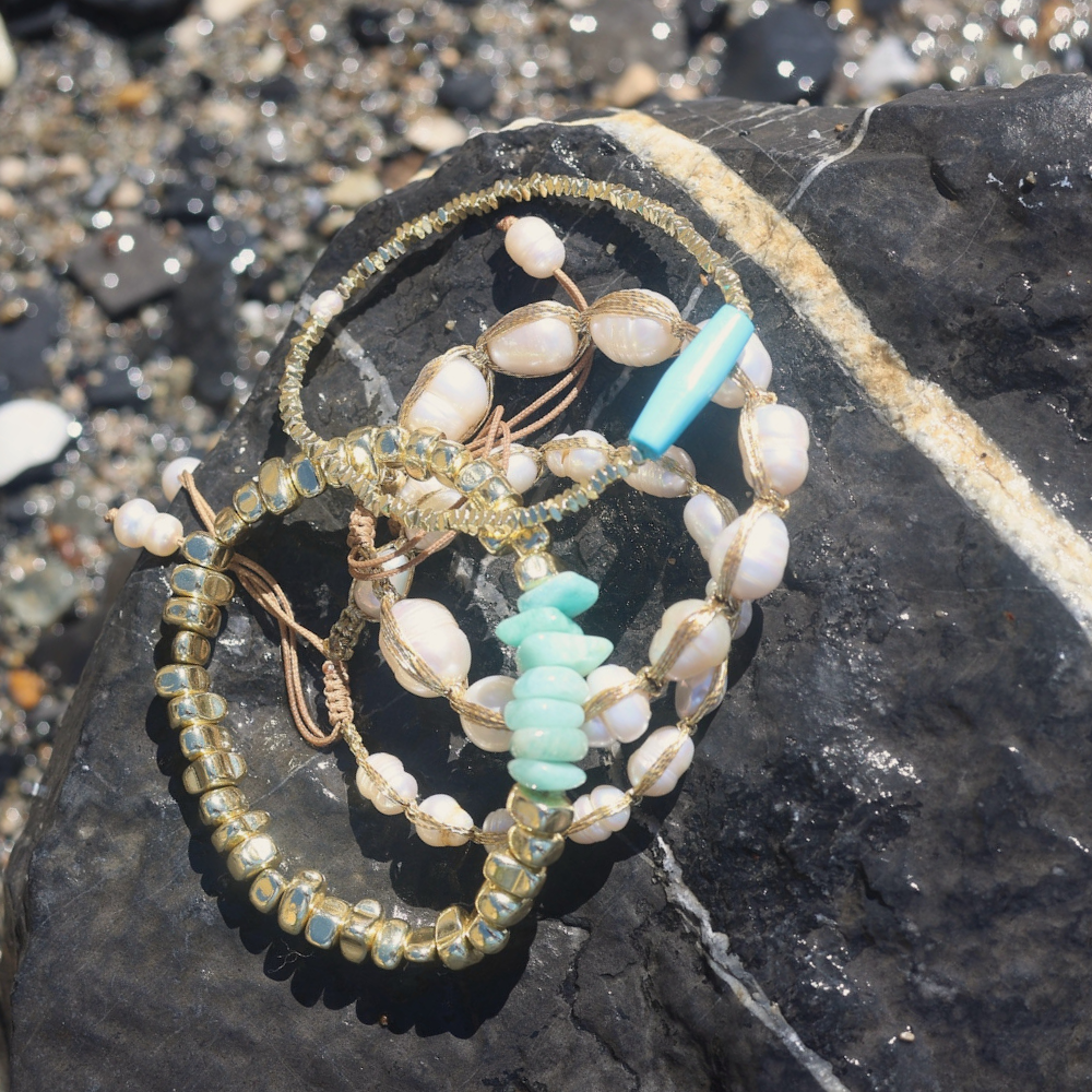 HEI TAI Chunky Luxe Gold Bracelet SEA STONES