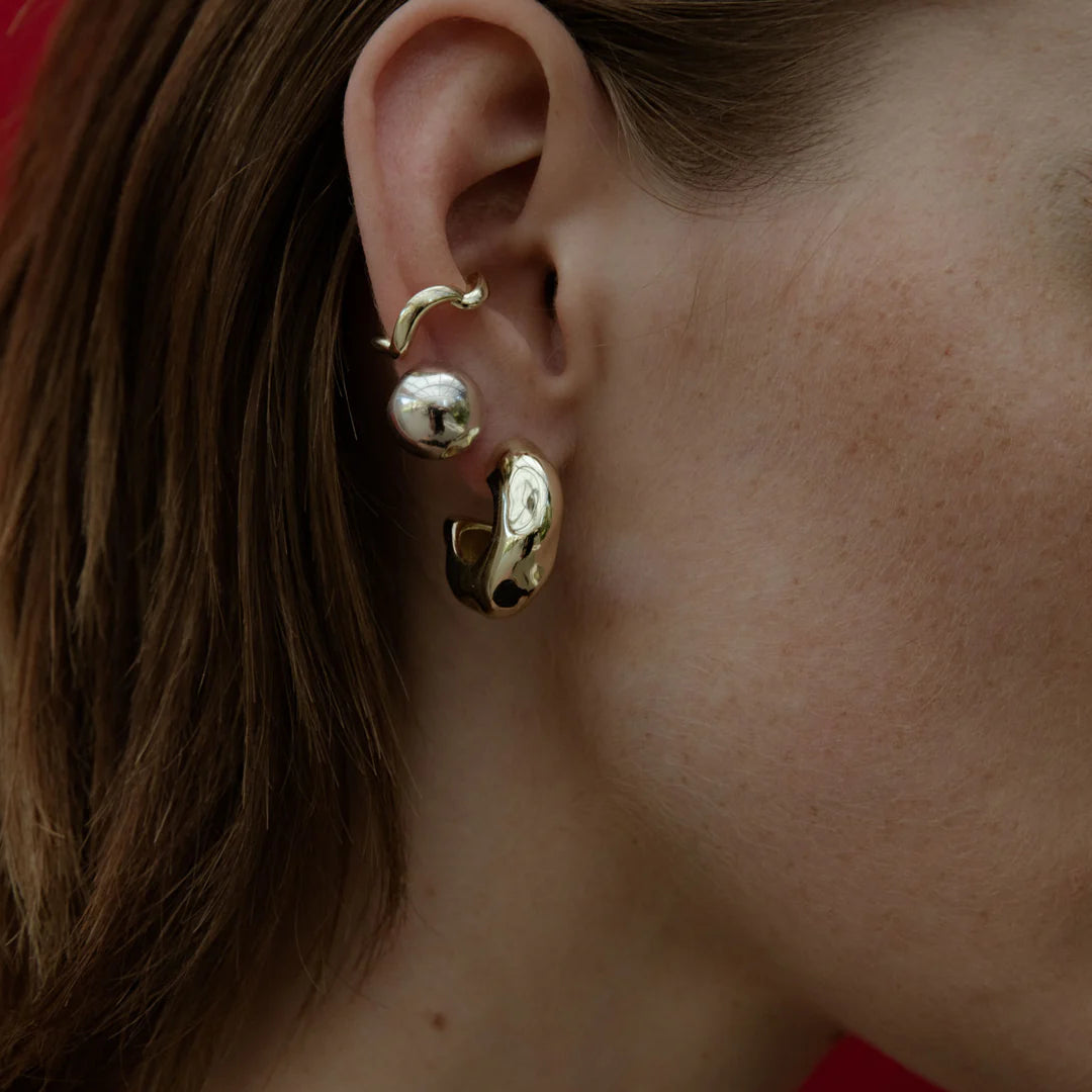 F+H Hammered Chubby Hoops GOLD