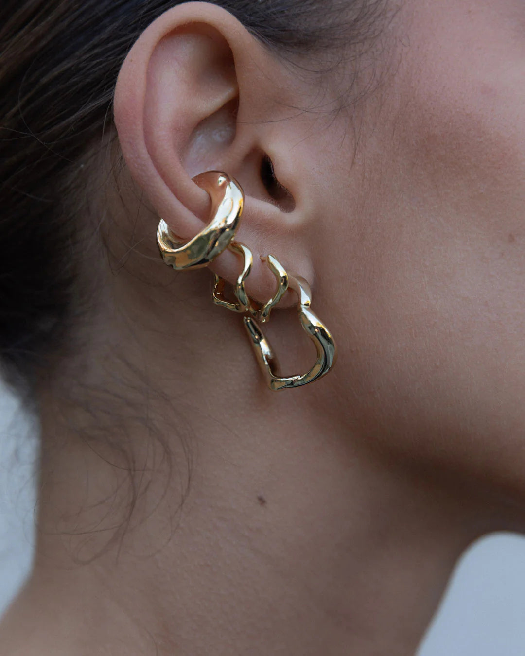 F+H Wave Hoop Earrings Small GOLD