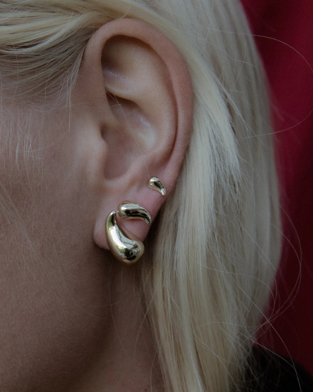 F+H Teardrop Stud 11mm Large GOLD