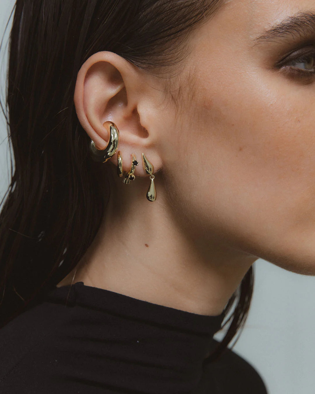 F+H Adele Spiked Huggies ONYX GOLD