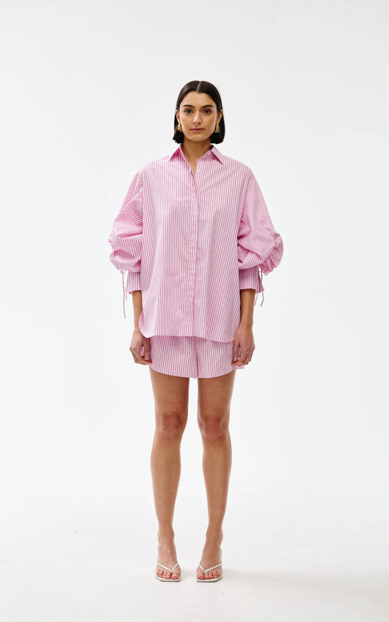 KINNEY Ashton Shirt PINK PINSTRIPE