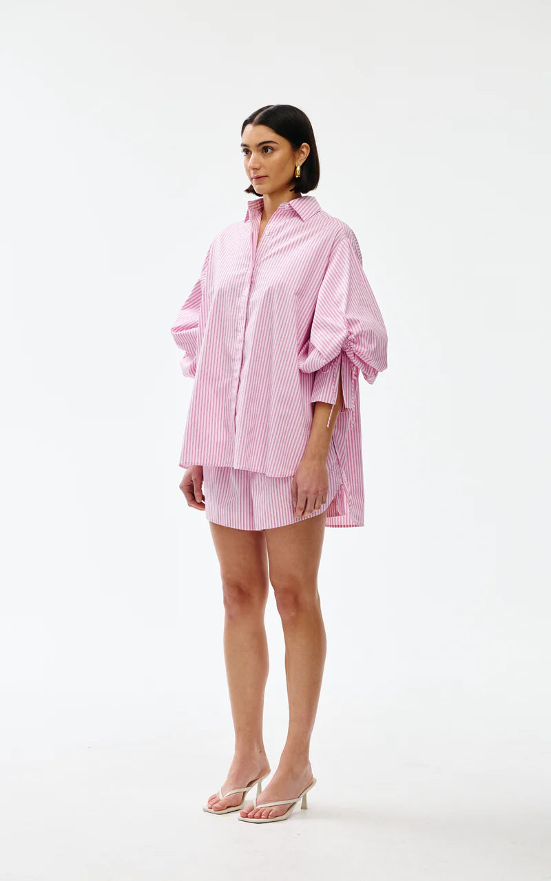 KINNEY Ashton Shirt PINK PINSTRIPE