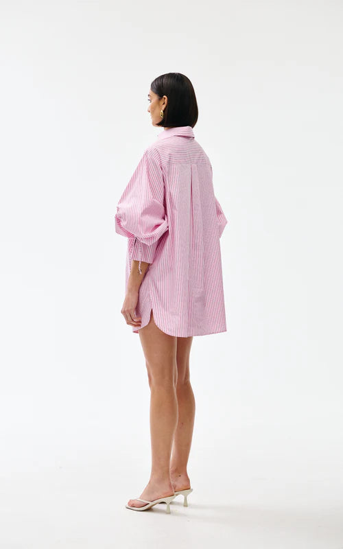 KINNEY Ashton Shirt PINK PINSTRIPE