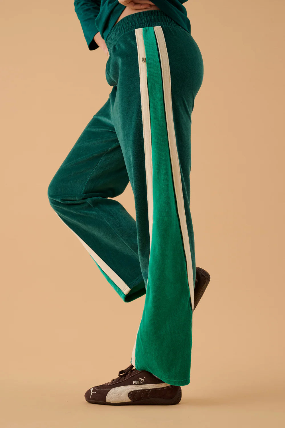 ARAMINTA JAMES Velour Splice Trackpant STORM GREEN