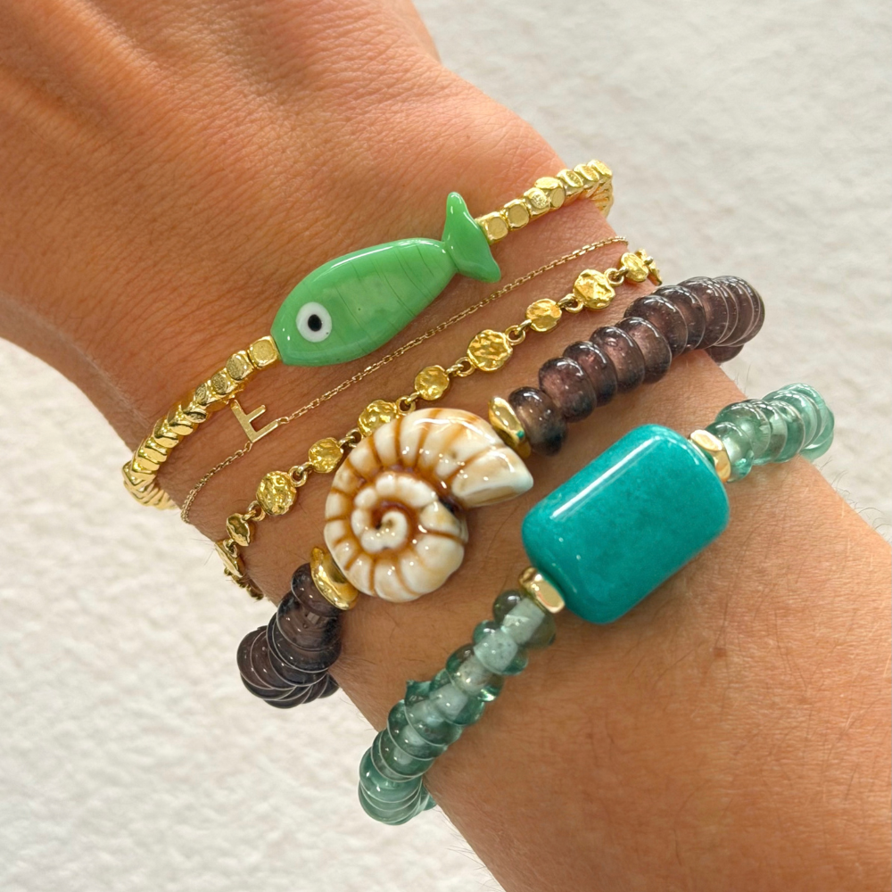 HEI TAI Pesci Gold Bracelet GREEN FISH