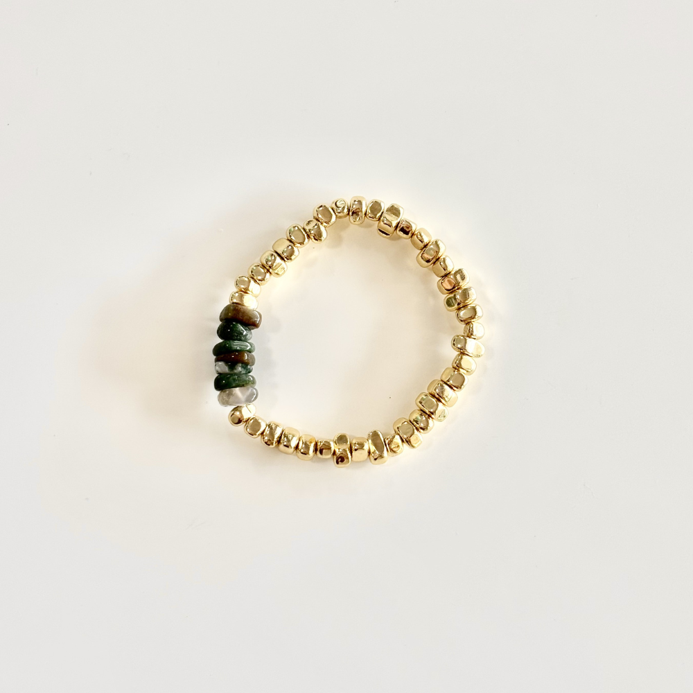 HEI TAI Chunky Luxe Gold Bracelet EARTH STONES