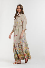 URBAN LUXURY Floral Dress BEIGE