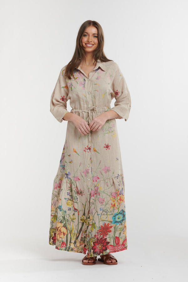 URBAN LUXURY Floral Dress BEIGE