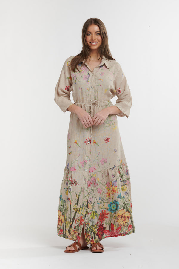 URBAN LUXURY Floral Dress BEIGE