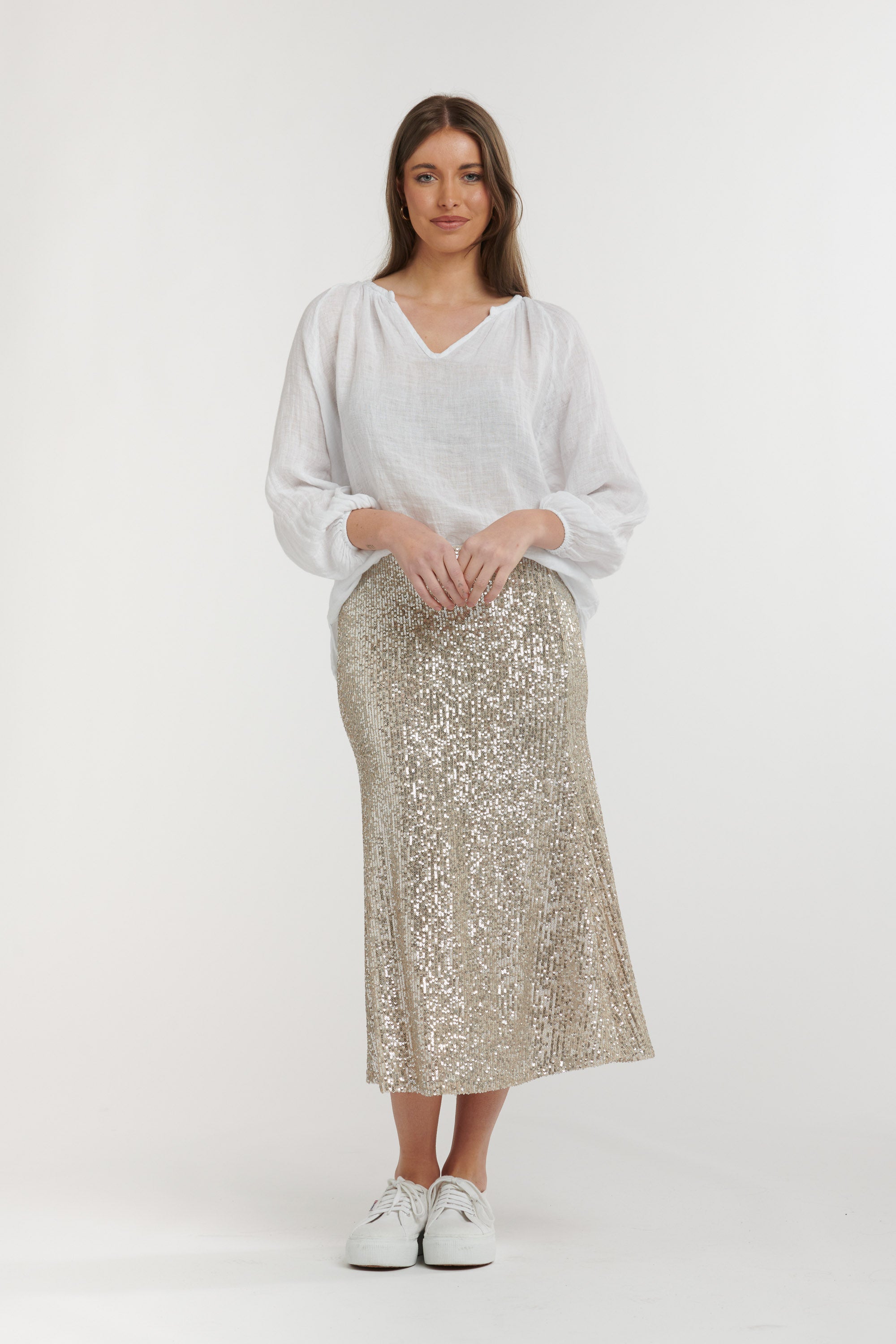 URBAN LUXURY Linen Top WHITE