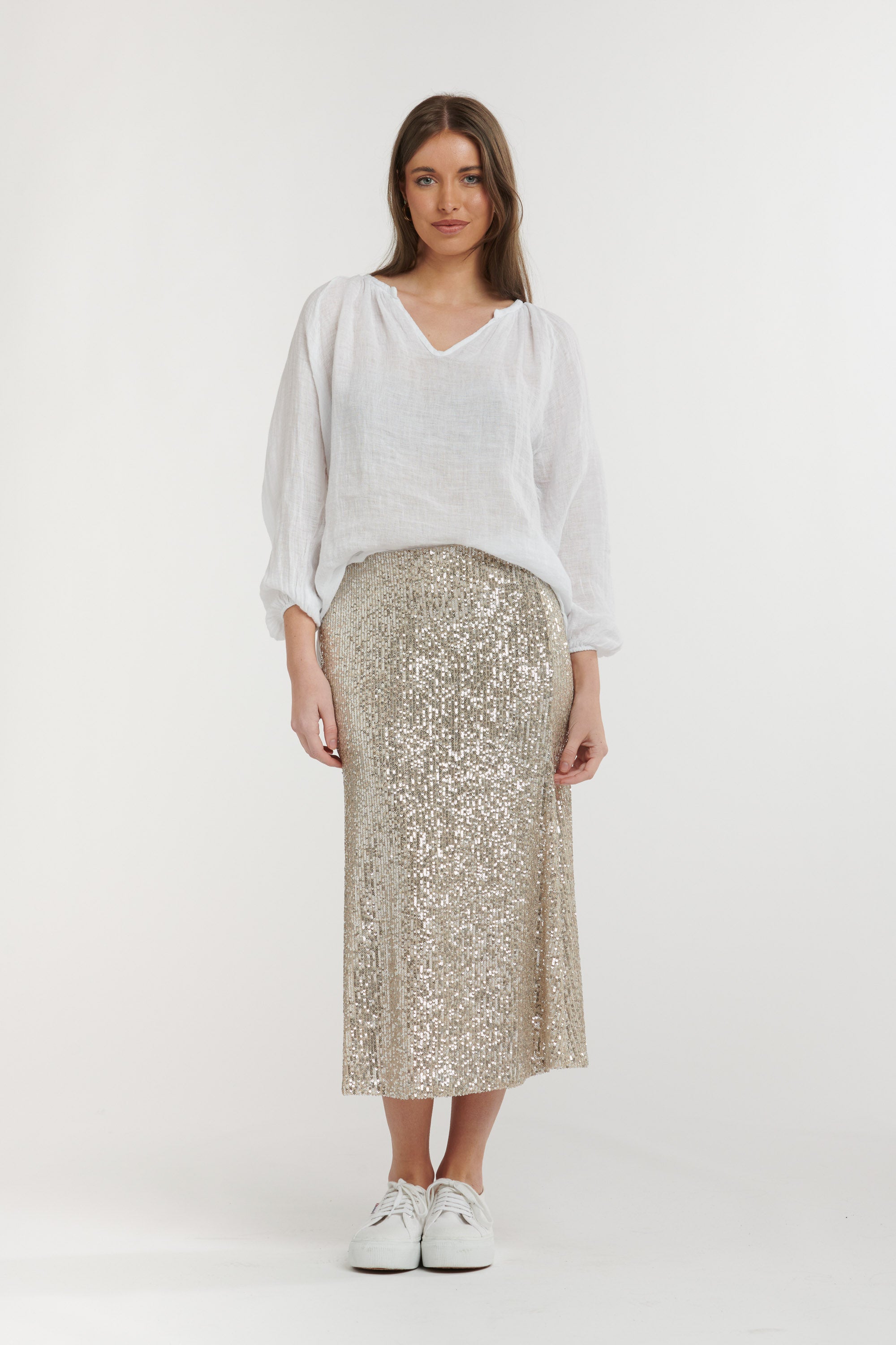 URBAN LUXURY Linen Top WHITE