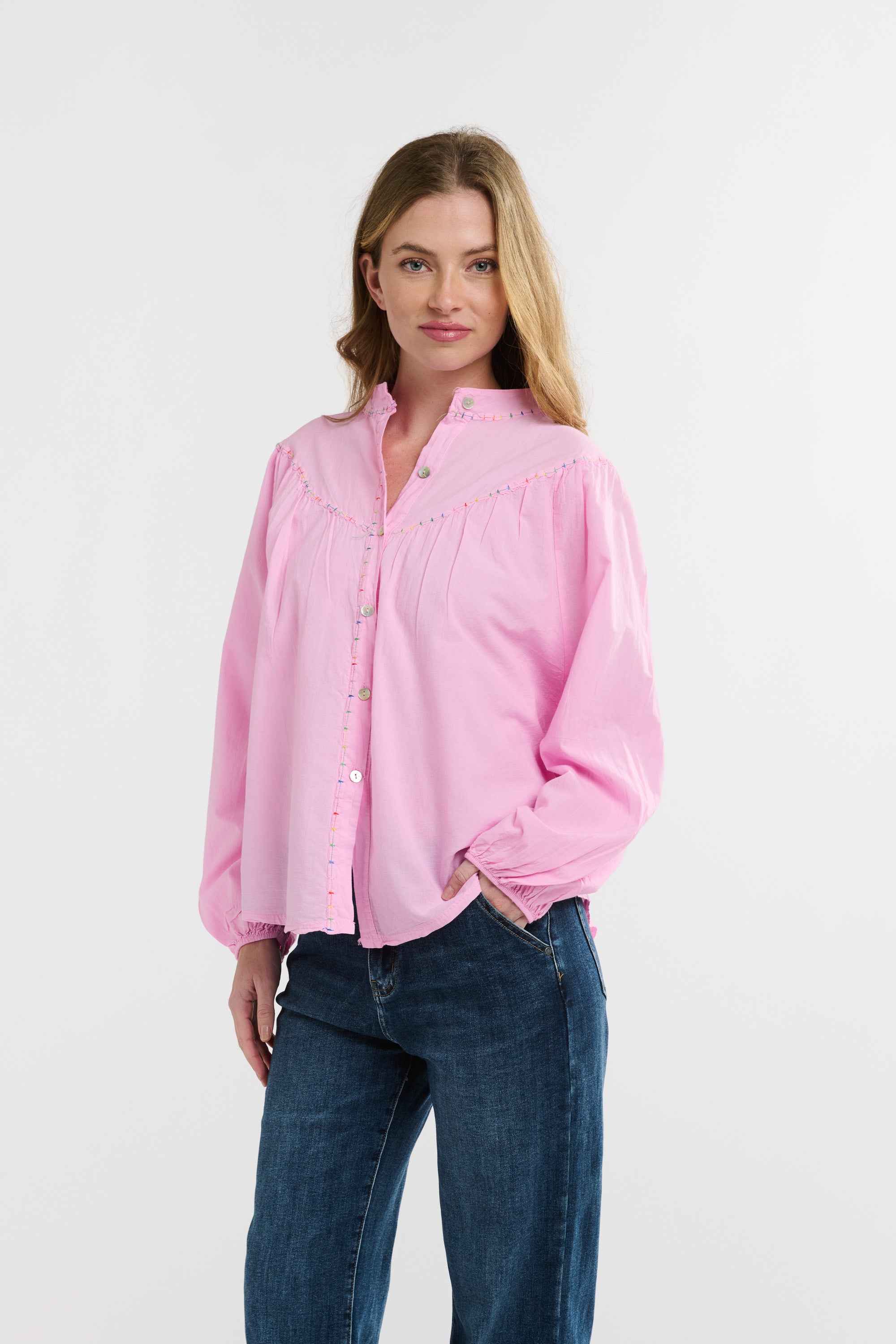 ITALIAN STAR Plume Cotton Shirt PINK