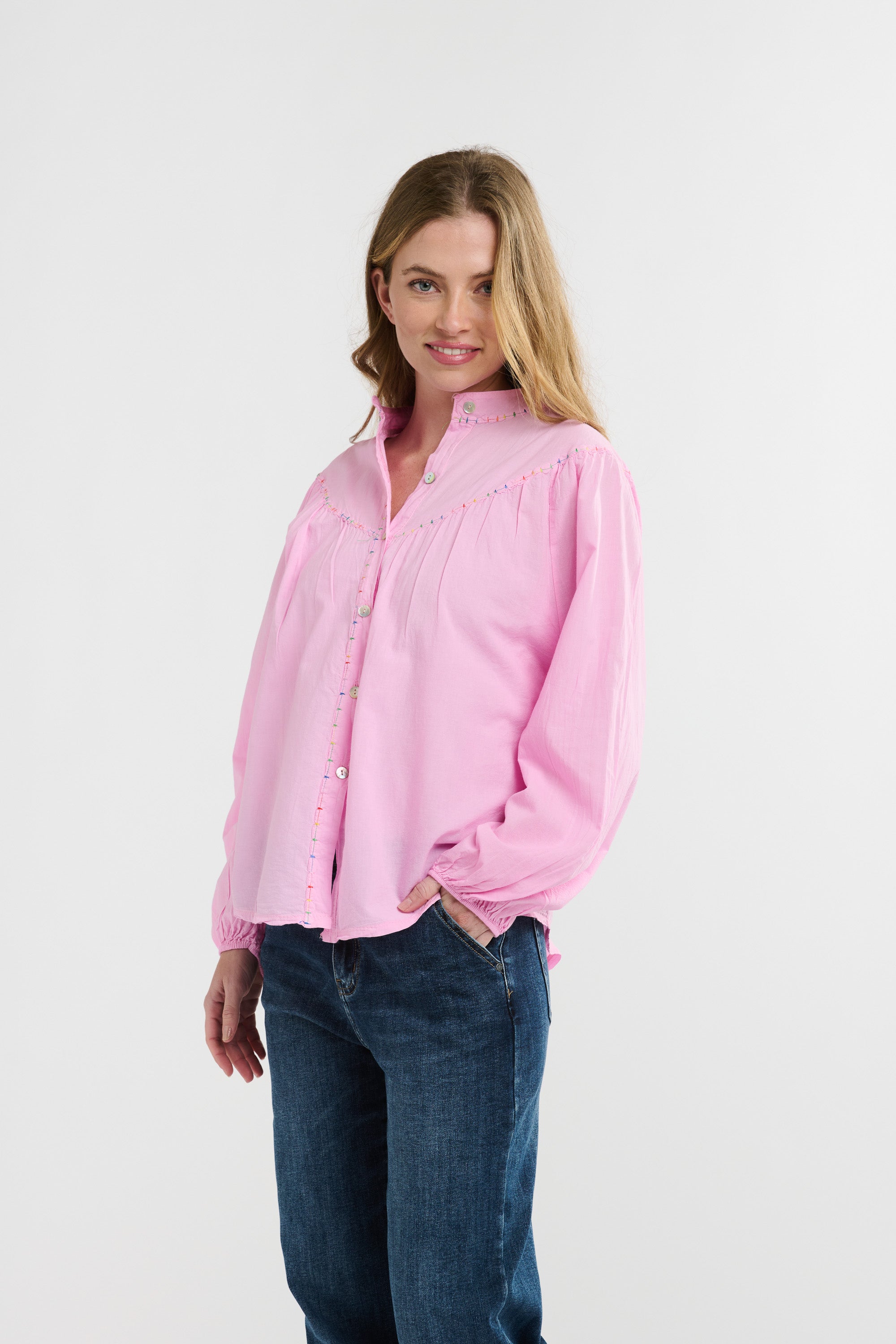 ITALIAN STAR Plume Cotton Shirt PINK