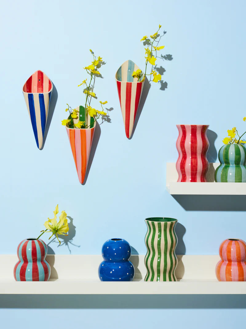 JONES & CO Palma Green Stripe Vase