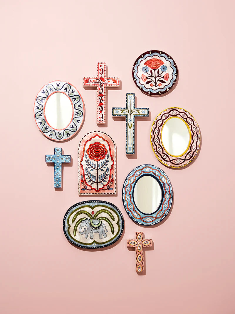 JONES & CO Samira Large Cross PINK FLOWER