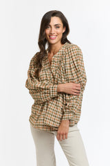 ITALIAN STAR Sybil Blouse CHECK BEIGE