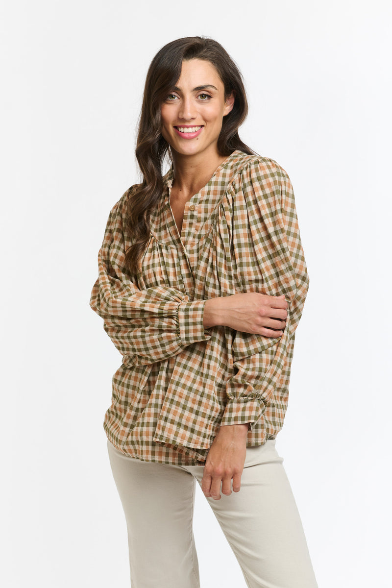 ITALIAN STAR Sybil Blouse CHECK BEIGE