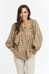 ITALIAN STAR Sybil Blouse CHECK BEIGE