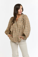 ITALIAN STAR Sybil Blouse CHECK BEIGE