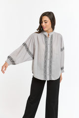 ITALIAN STAR Clara Embroidered Shirt PUTTY