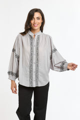 ITALIAN STAR Clara Embroidered Shirt PUTTY