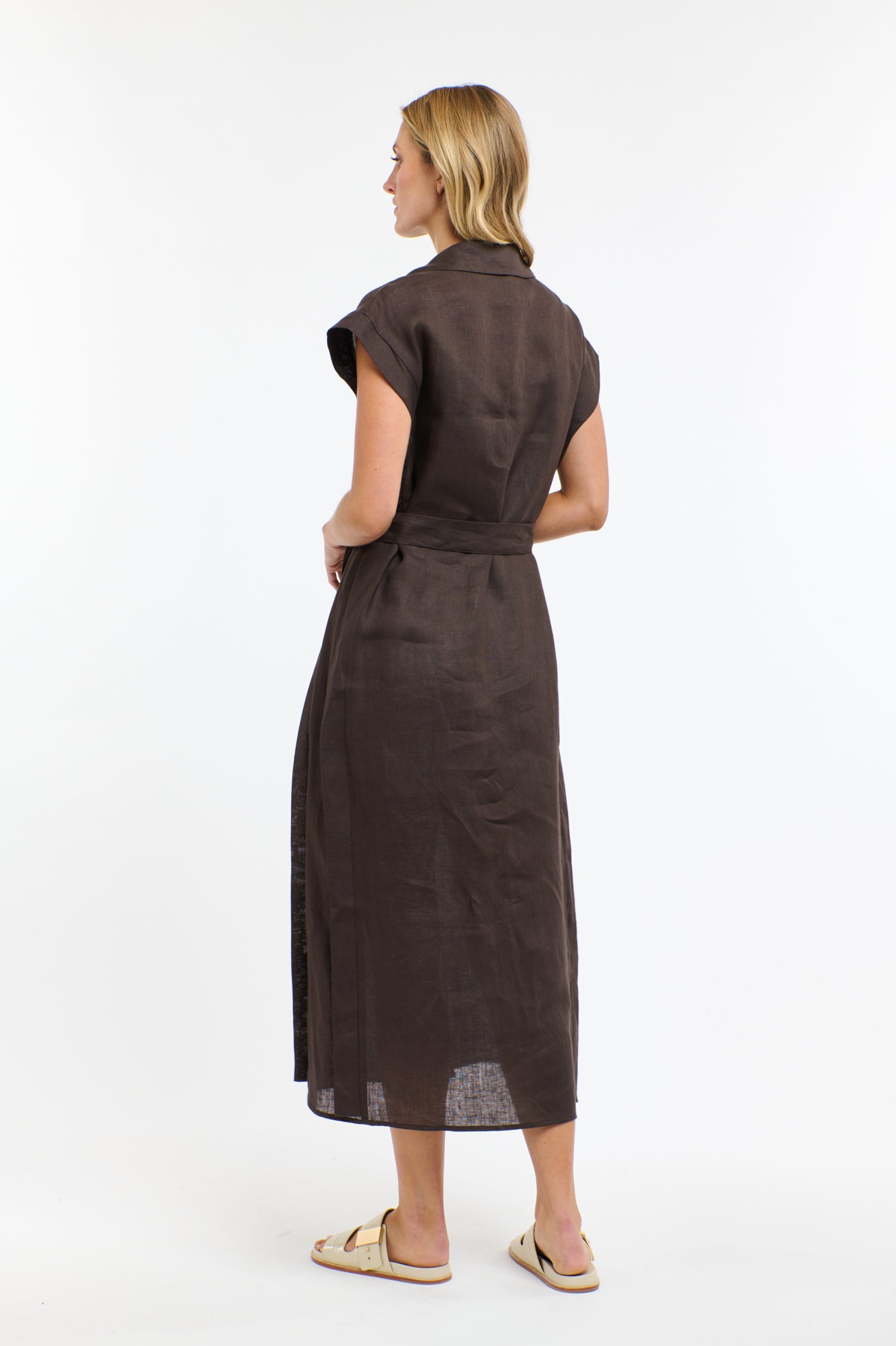 365 DAYS Estivo Linen Dress CHOCOLATE