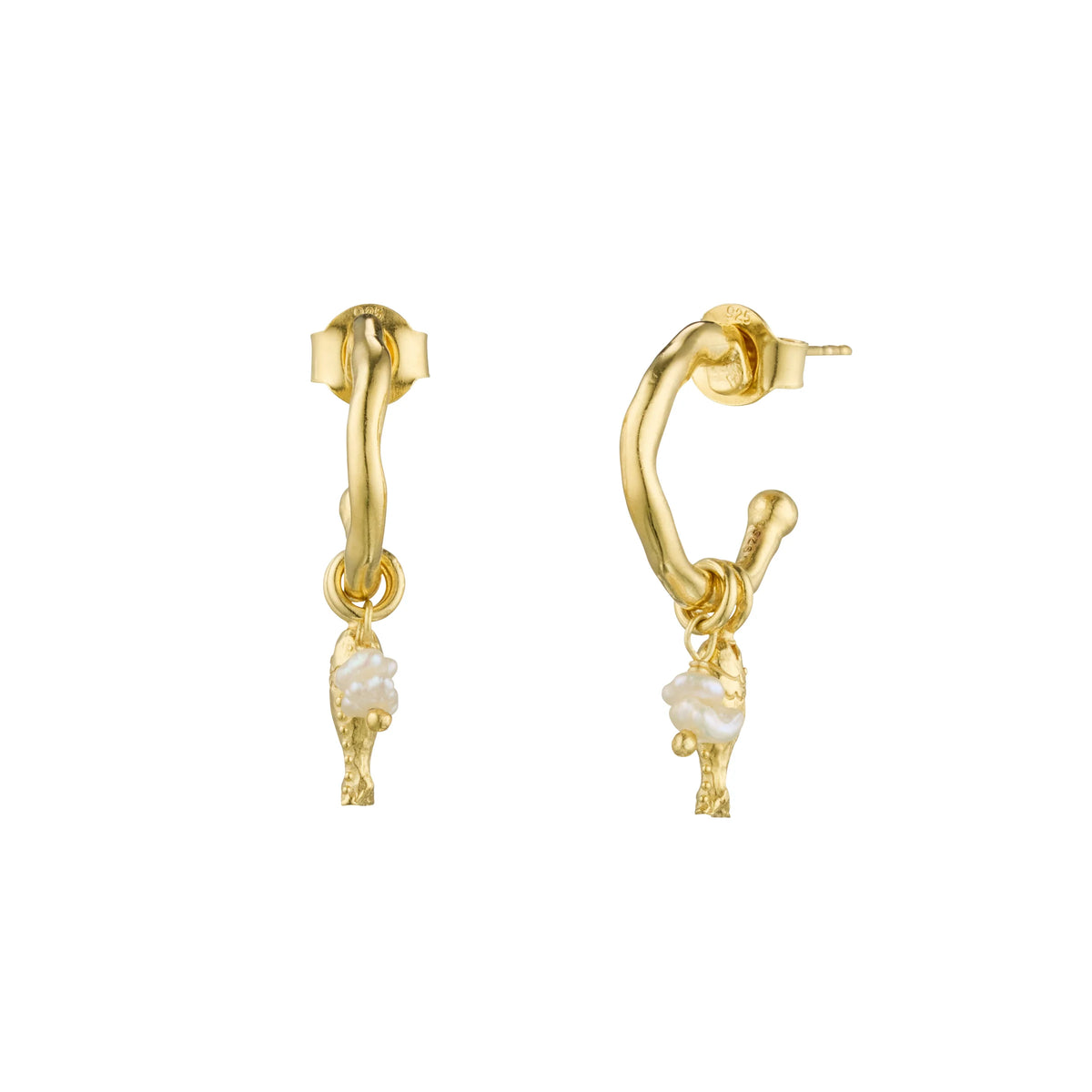 MURKANI Of the Sea Pearl Hoop with Fish GOLD