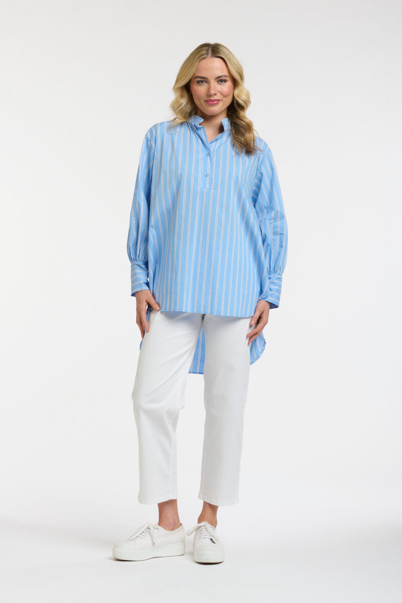 URBAN LUXURY Oversize stripe shirt BLUE/NAVY