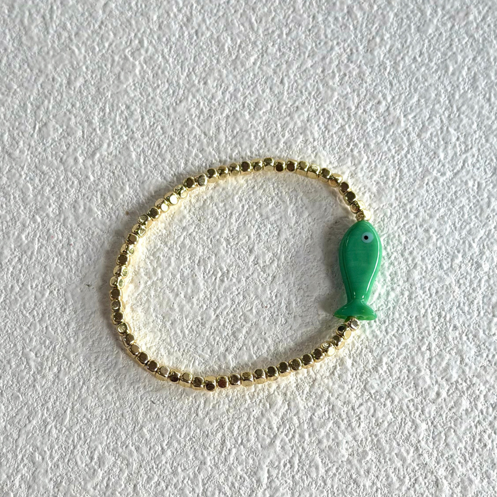 HEI TAI Pesci Gold Bracelet GREEN FISH