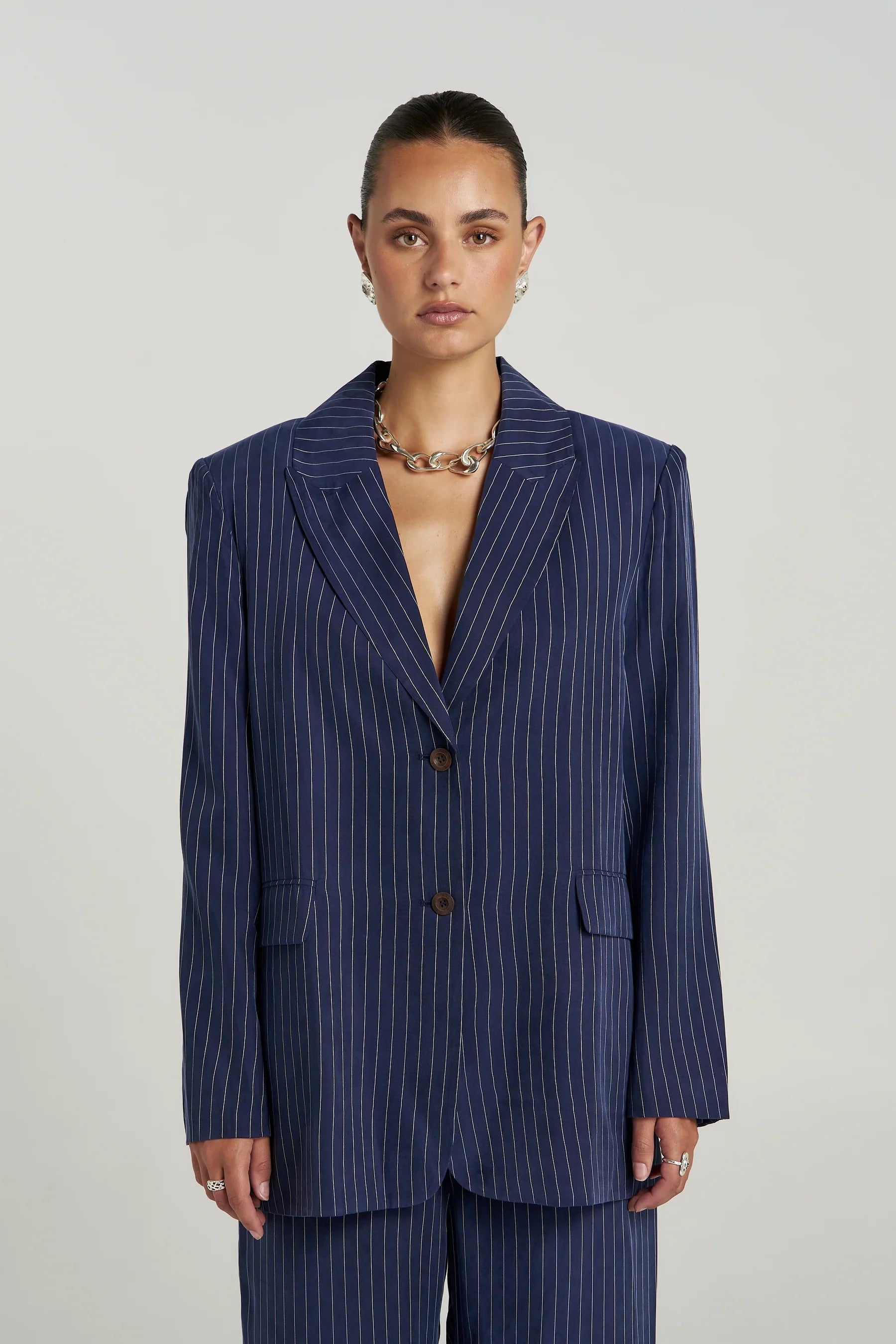 SUMMI SUMMI OS Blazer NAVY PINSTRIPE