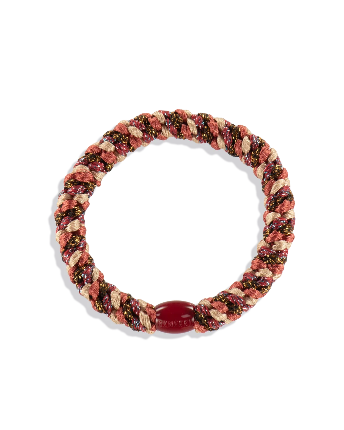 KKNEKKI Original Hair Tie RUSTY PEACH RED GLITTER