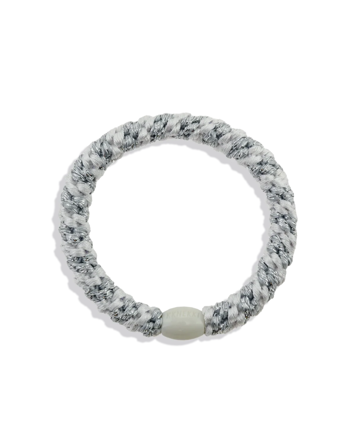KKNEKKI Original Hair Tie WHITE SILVER GLITTER STRIPE