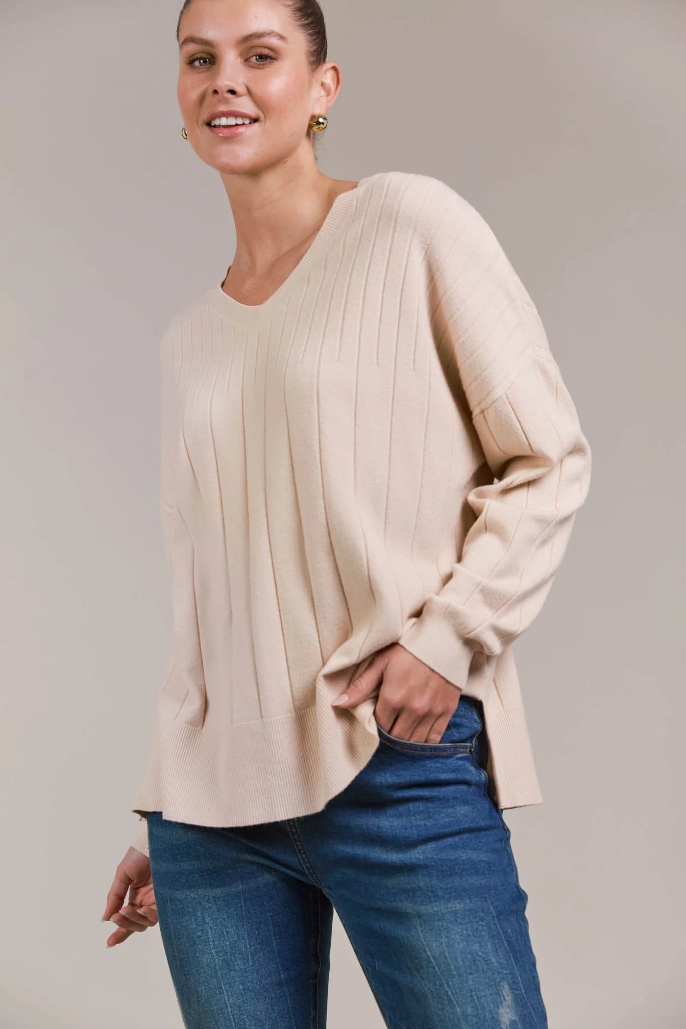 EB&IVE Palmer Relaxed Knit ECRU