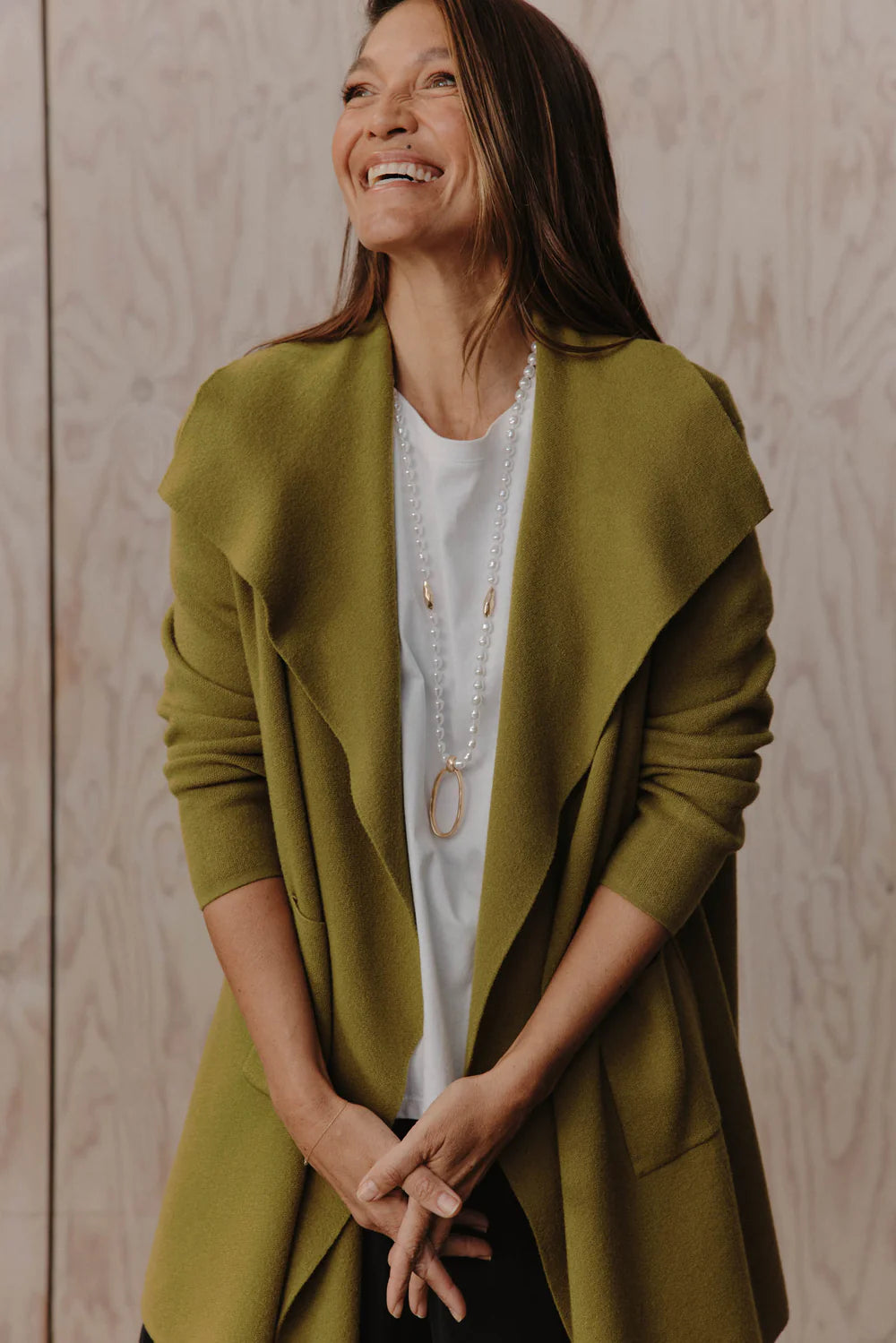 EB&IVE Palmer Relaxed Cardigan CHARTREUSE