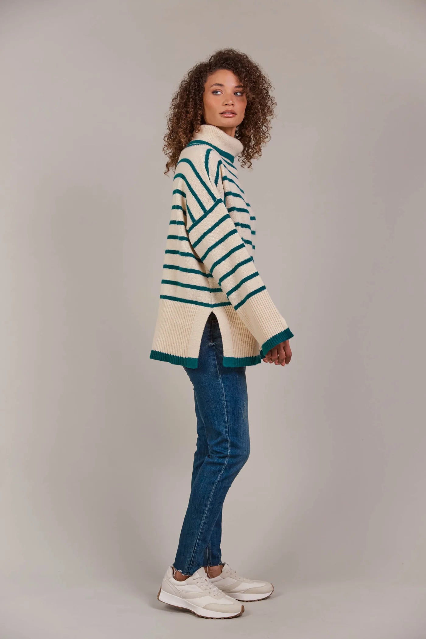 EB&IVE Katana Roll Neck Knit TEAL