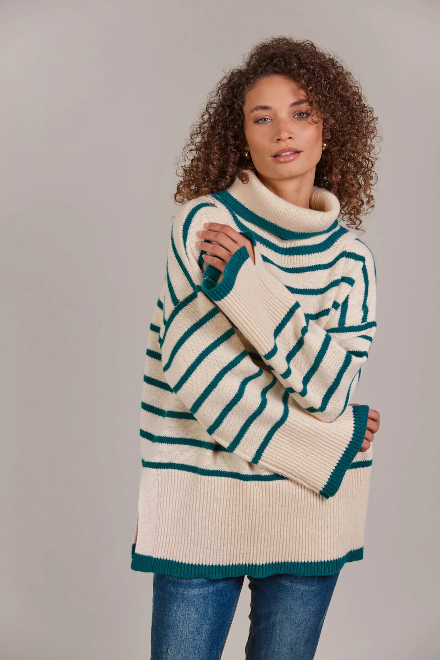 EB&IVE Katana Roll Neck Knit TEAL