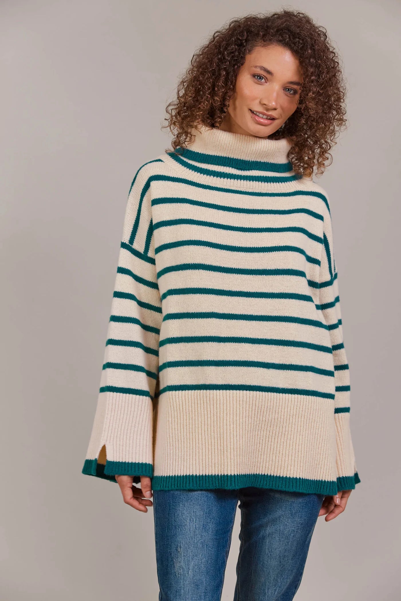 EB&IVE Katana Roll Neck Knit TEAL